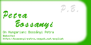 petra bossanyi business card
