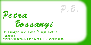 petra bossanyi business card